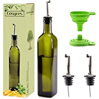 Cosyres Botella de Aceite de Vidrio- Dispensador de Aceite de Oliva-Vinagre para Cocinar (Verde- 500ML)